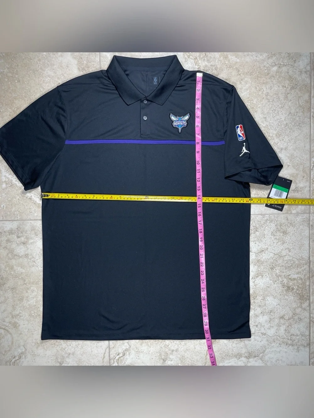 Jordan Charlotte Hornets NBA Dri-FIT Black Polo Shirt CN5893-011 Men's XL NWT